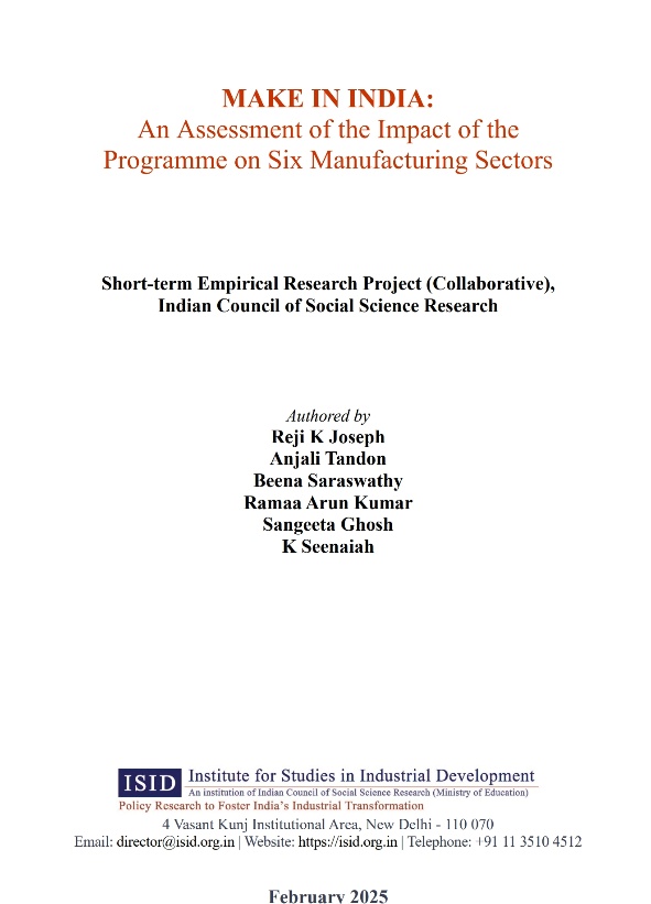 Cover of Make in India: An Assessment of the Impact of the Programme on Six Manufacturing Sectors